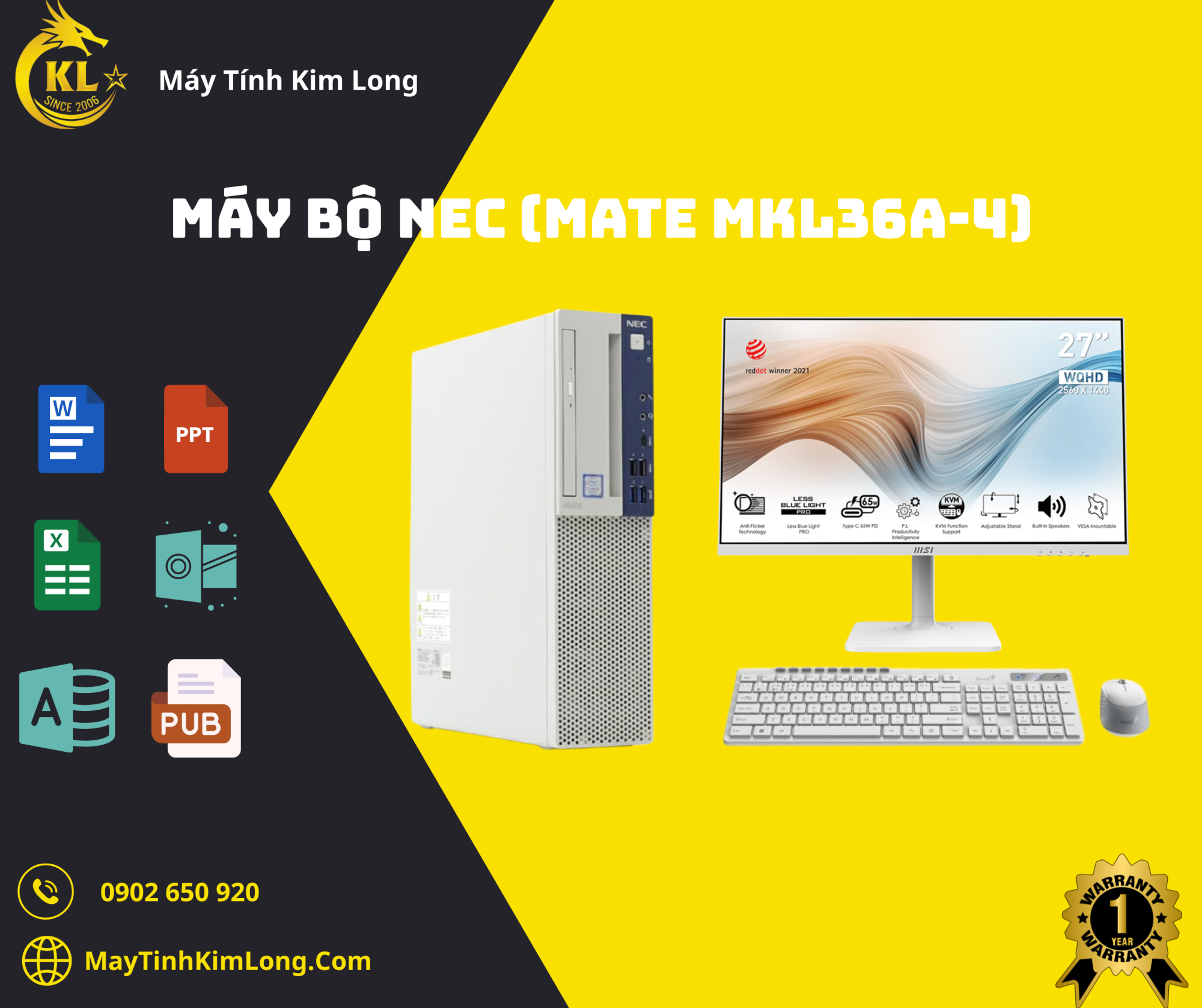 Máy Bộ Nec (Mate MKL36A-4)/Core I3-8th/ Ram 8GB/SSD 256